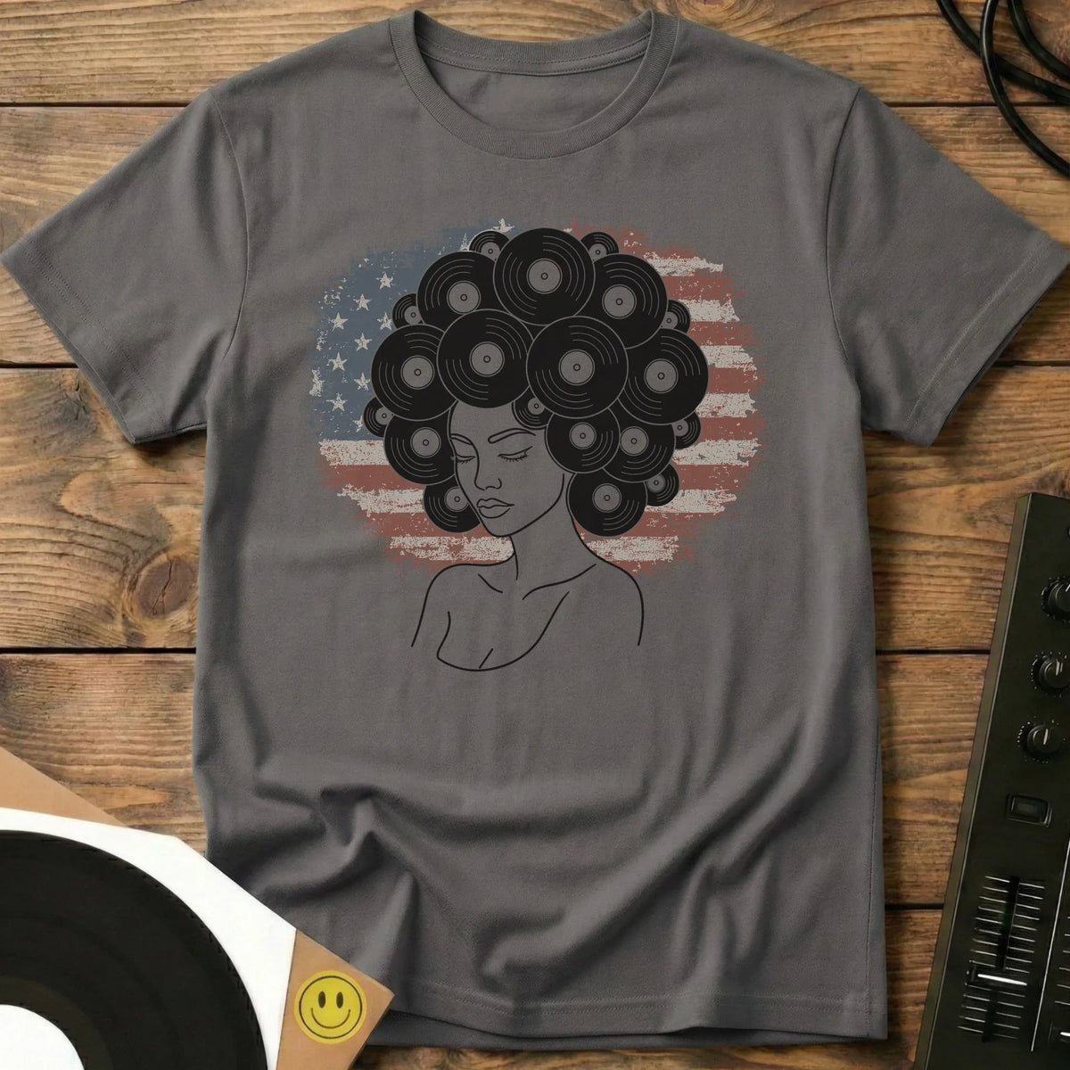 Vinyl Afro USA Edition T-Shirt Charcoal / S Vinyl Afro USA Edition T-Shirt