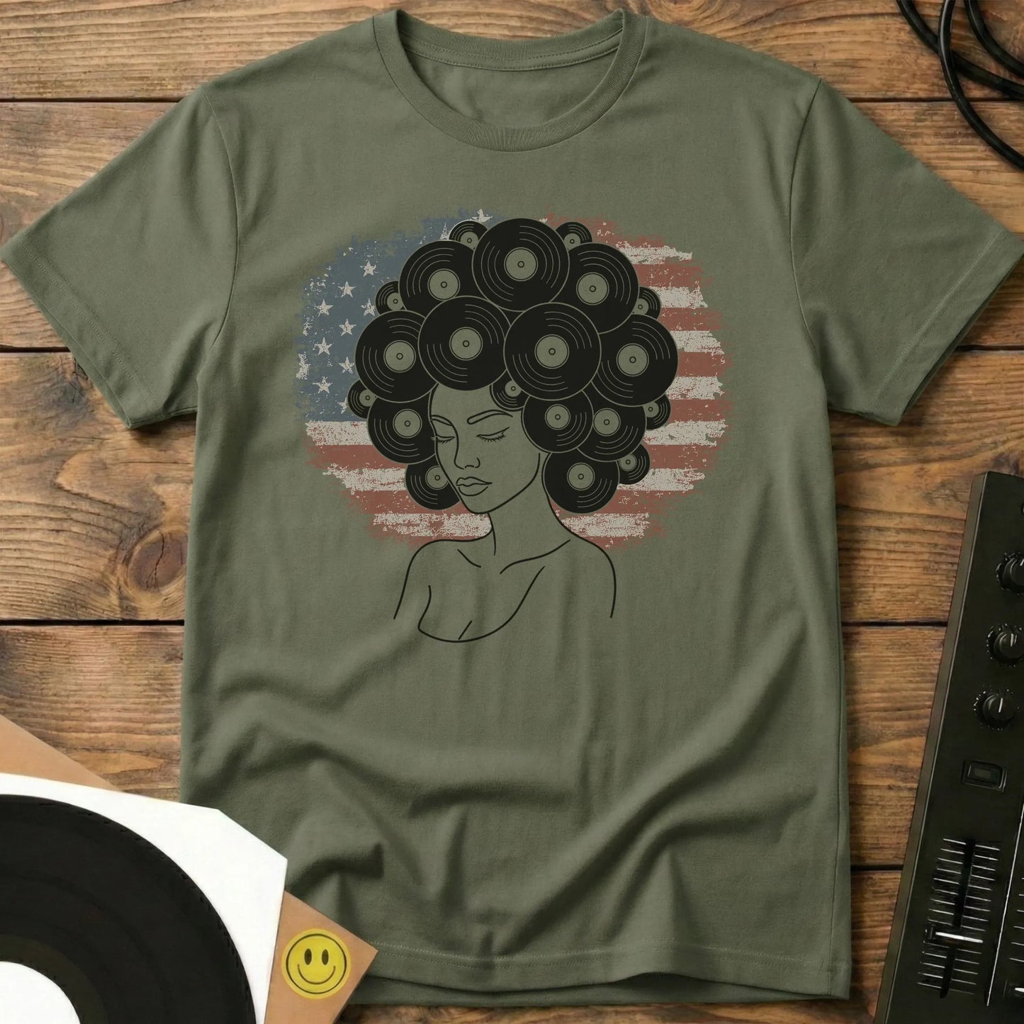 Vinyl Afro USA Edition T-Shirt Military Green / S Vinyl Afro USA Edition T-Shirt