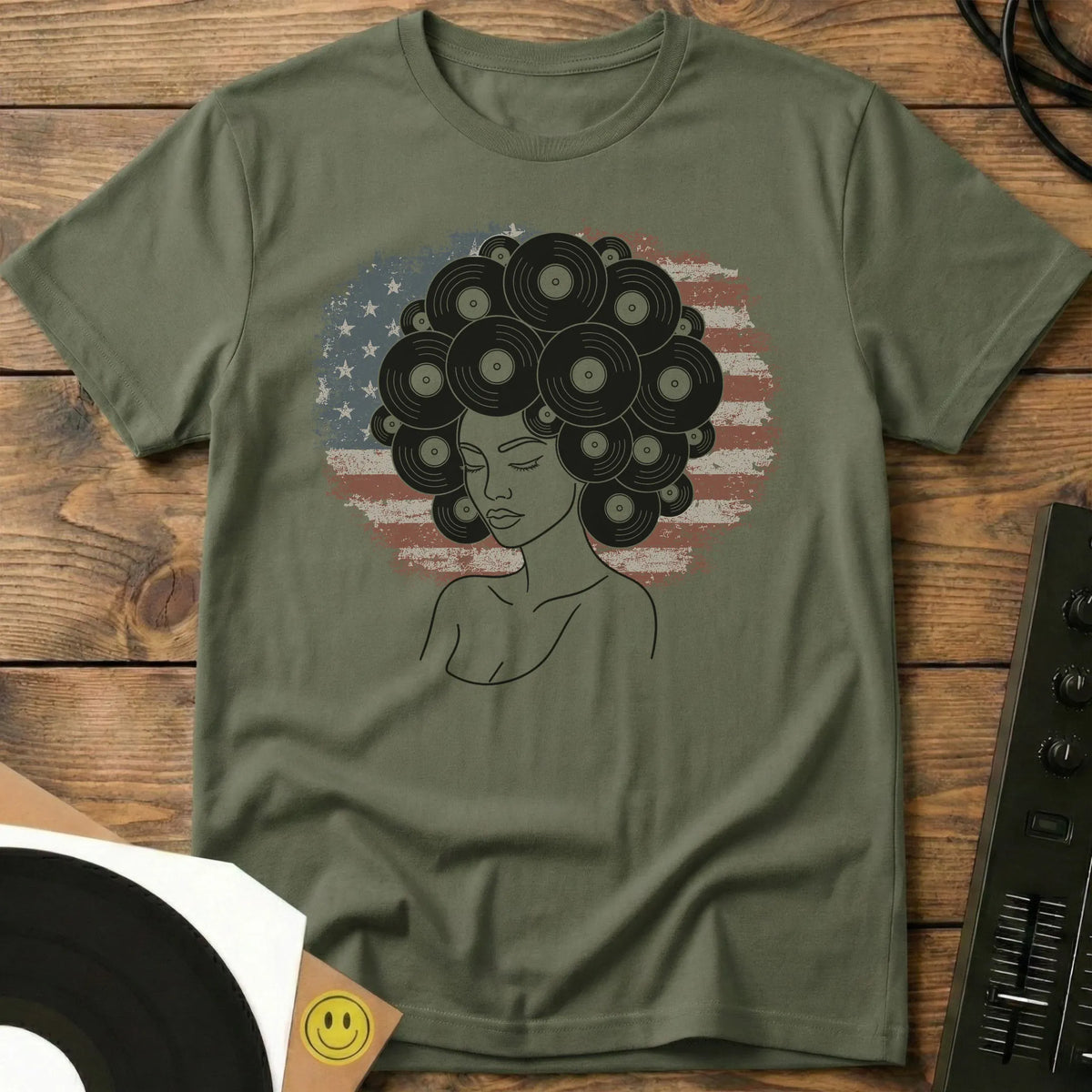 Vinyl Afro USA Edition T-Shirt Military Green / S Vinyl Afro USA Edition T-Shirt