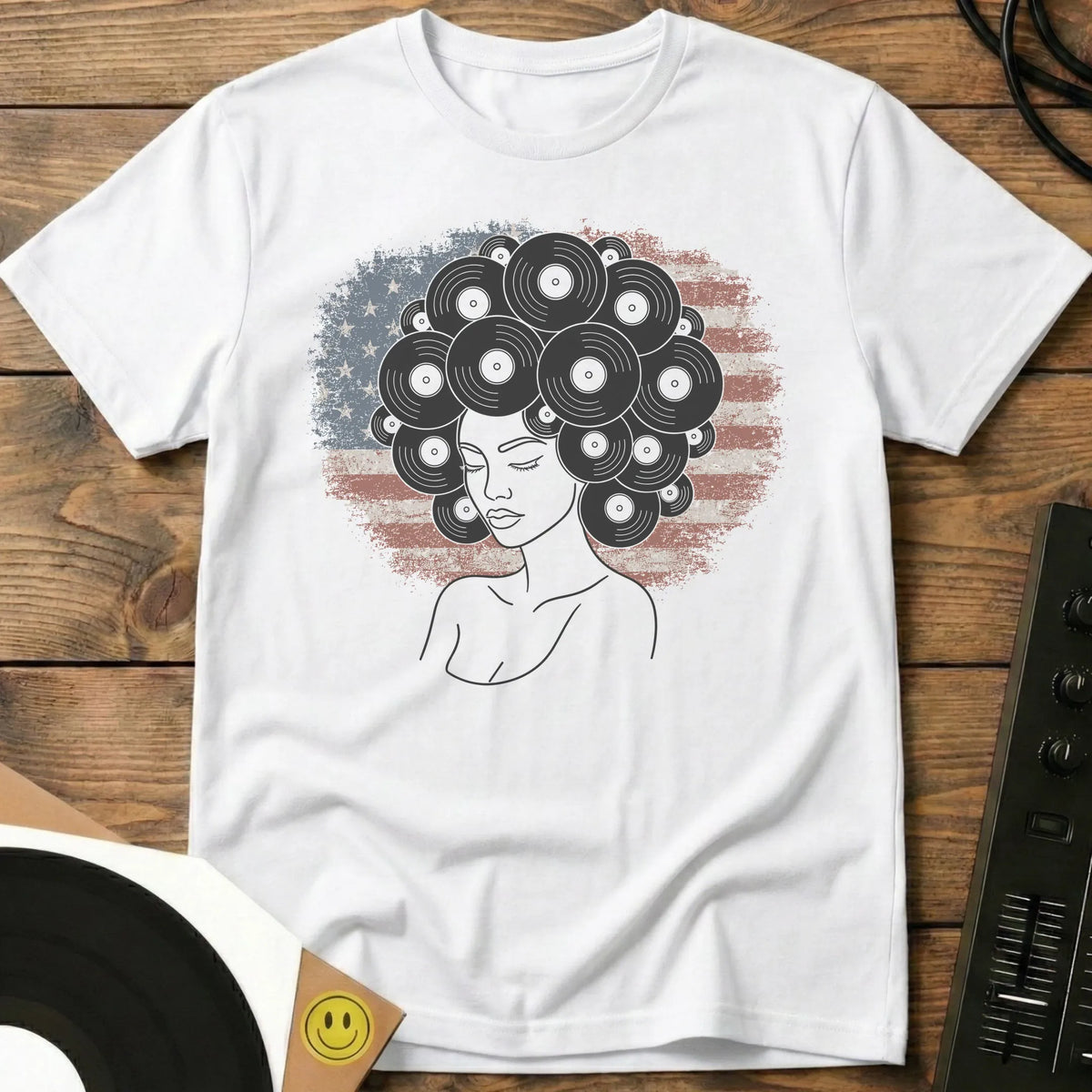 Vinyl Afro USA Edition T-Shirt White / S Vinyl Afro USA Edition T-Shirt