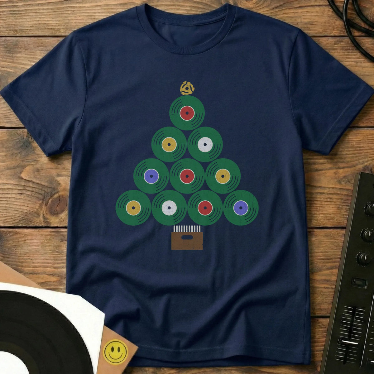 Vinyl Christmas Tree T-Shirt Navy / S Vinyl Christmas Tree T-Shirt