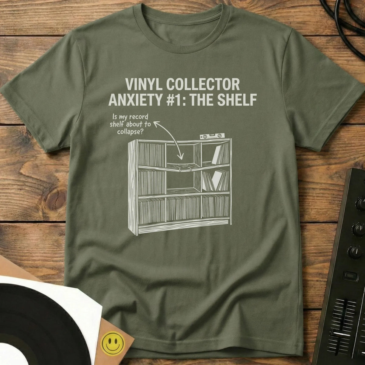 Vinyl Collector Anxiety T-Shirt Military Green / S Vinyl Collector Anxiety T-Shirt