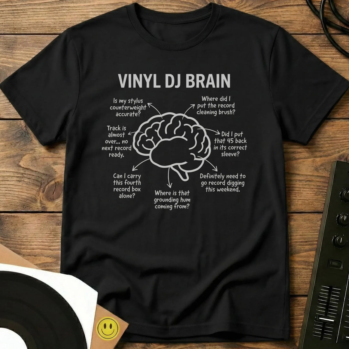 Vinyl DJ Brain T-Shirt Black / S Vinyl DJ Brain T-Shirt