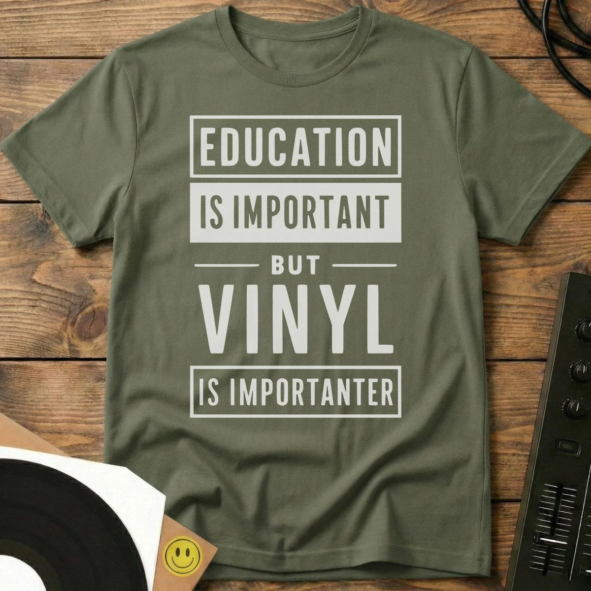 Vinyl Is Importanter T-Shirt Military Green / S Vinyl Is Importanter T-Shirt