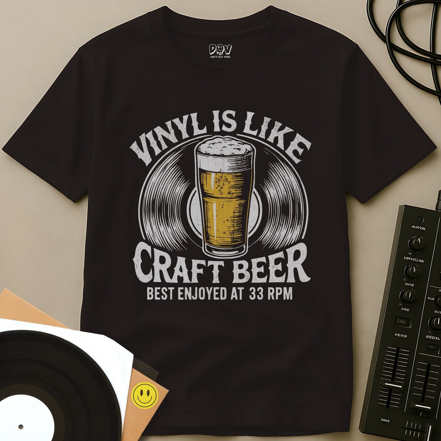 Vinyl Is Like Craft Beer T-Shirt Dark Chocolate / S Vinyl Is Like Craft Beer T-Shirt