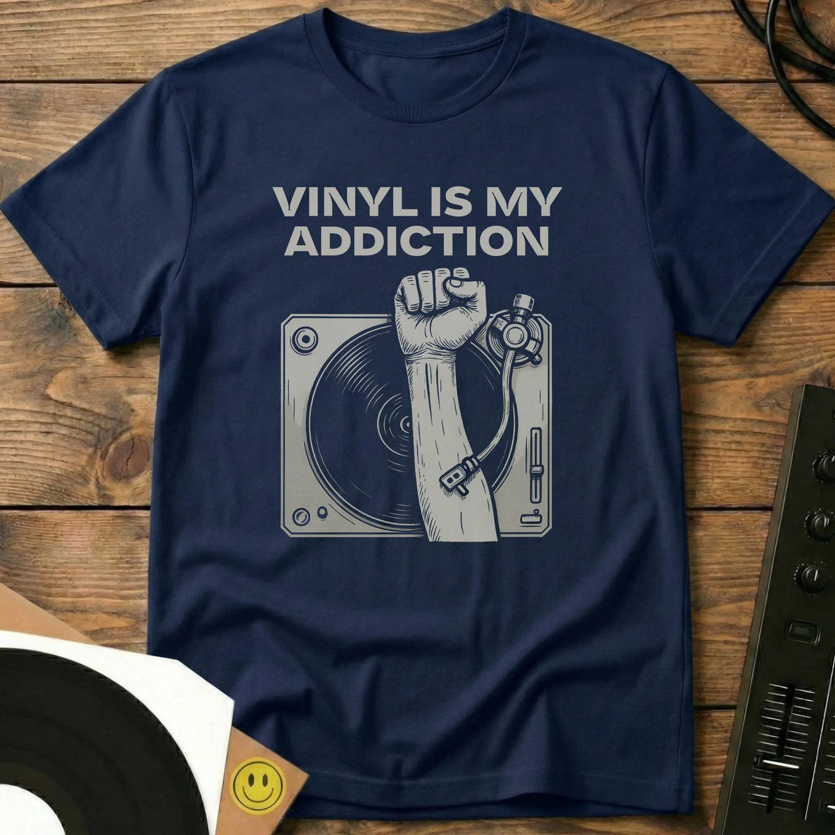 Vinyl Is My Addiction T-Shirt Navy / S Vinyl Is My Addiction T-Shirt