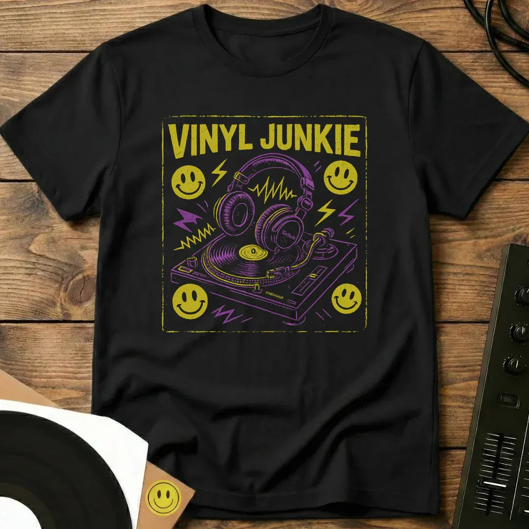 Vinyl Junkie Chalk T-Shirt Black / S Vinyl Junkie Chalk T-Shirt