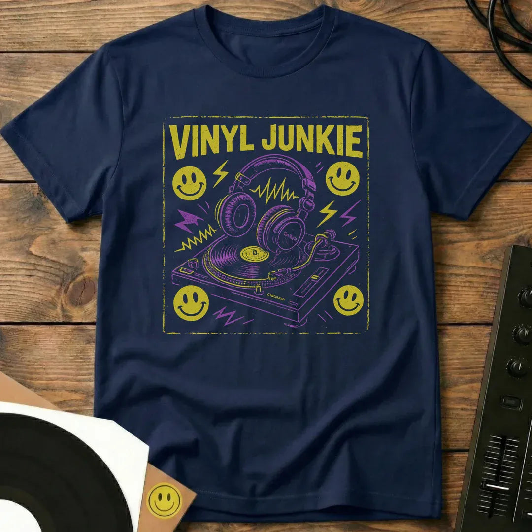 Vinyl Junkie Chalk T-Shirt Navy / S Vinyl Junkie Chalk T-Shirt