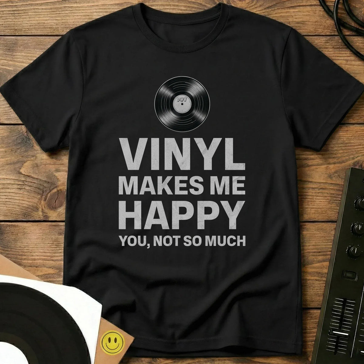 Vinyl Makes Me Happy T-Shirt Black / S Vinyl Makes Me Happy T-Shirt