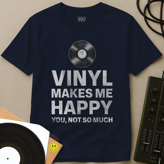Vinyl Makes Me Happy T-Shirt Navy / S Vinyl Makes Me Happy T-Shirt