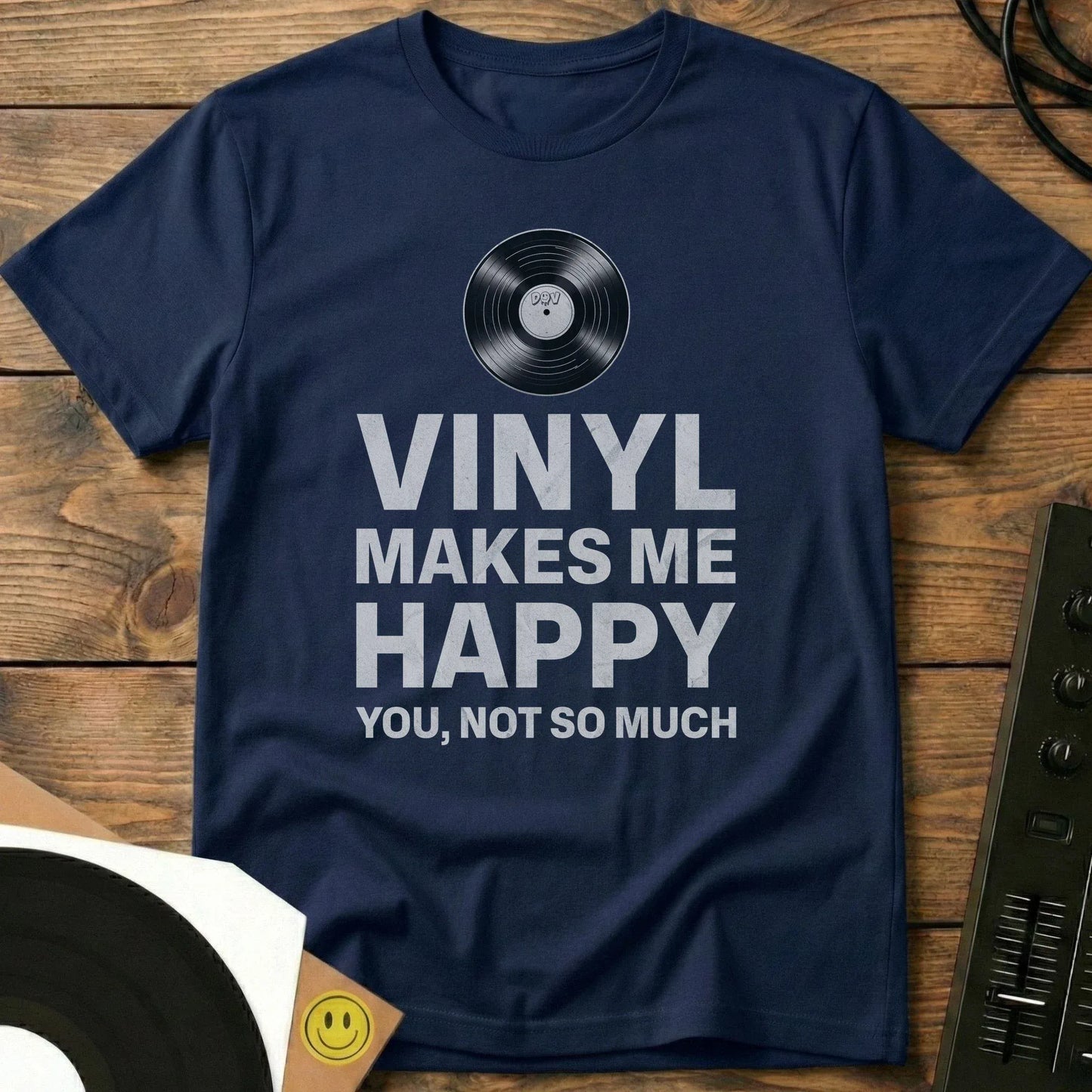 Vinyl Makes Me Happy T-Shirt Navy / S Vinyl Makes Me Happy T-Shirt
