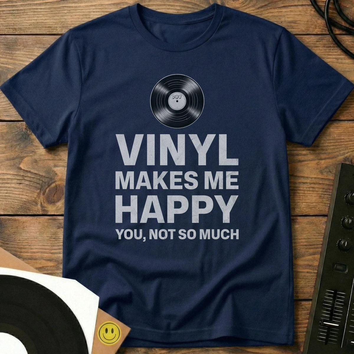 Vinyl Makes Me Happy T-Shirt Navy / S Vinyl Makes Me Happy T-Shirt
