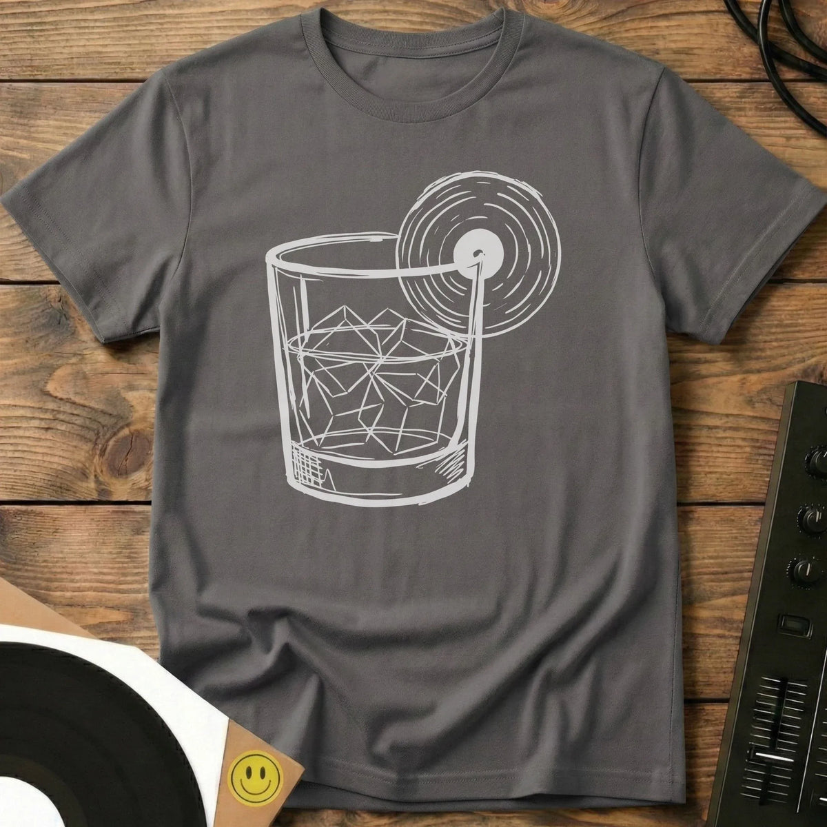 Vinyl On The Rocks T-Shirt Charcoal / S Vinyl On The Rocks T-Shirt