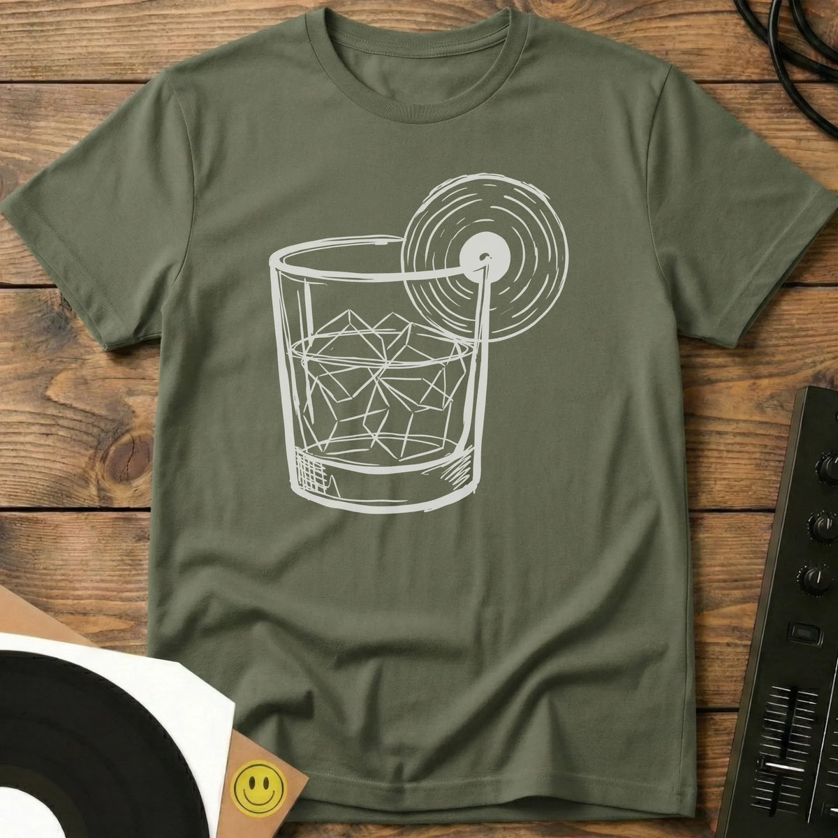 Vinyl On The Rocks T-Shirt Military Green / S Vinyl On The Rocks T-Shirt