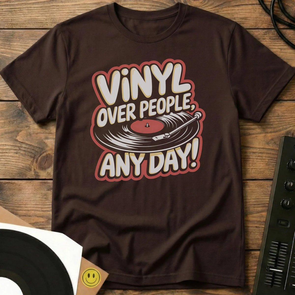 Vinyl Over People T-Shirt Dark Chocolate / S Vinyl Over People T-Shirt