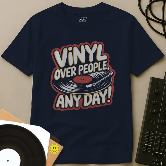 Vinyl Over People T-Shirt Navy / S Vinyl Over People T-Shirt