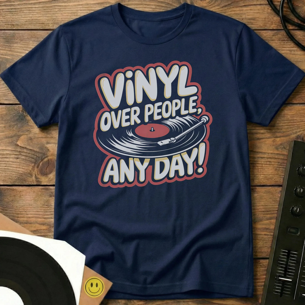 Vinyl Over People T-Shirt Navy / S Vinyl Over People T-Shirt