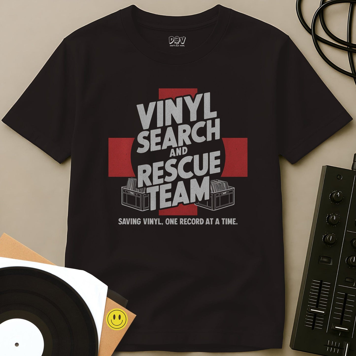 Vinyl Search And Rescue Team T-Shirt Dark Chocolate / S Vinyl Search And Rescue Team T-Shirt