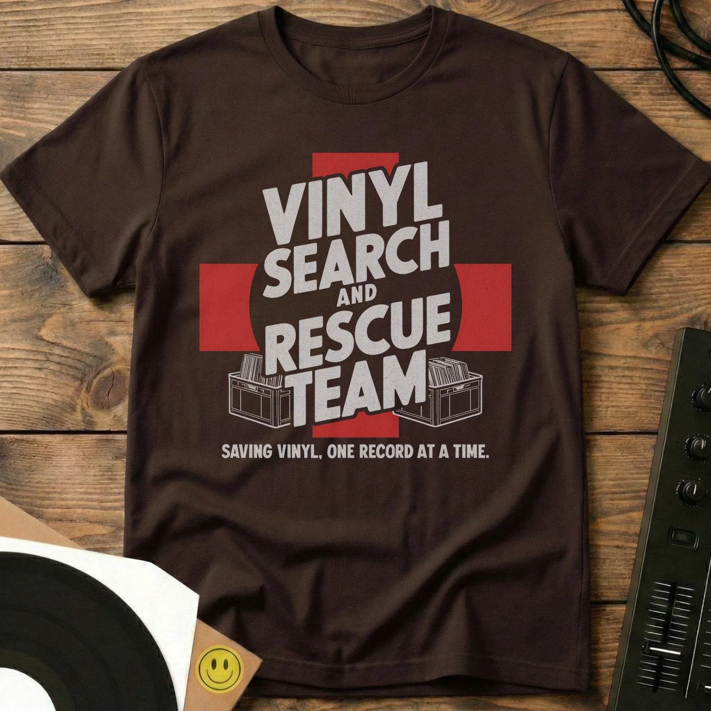 Vinyl Search And Rescue Team T-Shirt Dark Chocolate / S Vinyl Search And Rescue Team T-Shirt