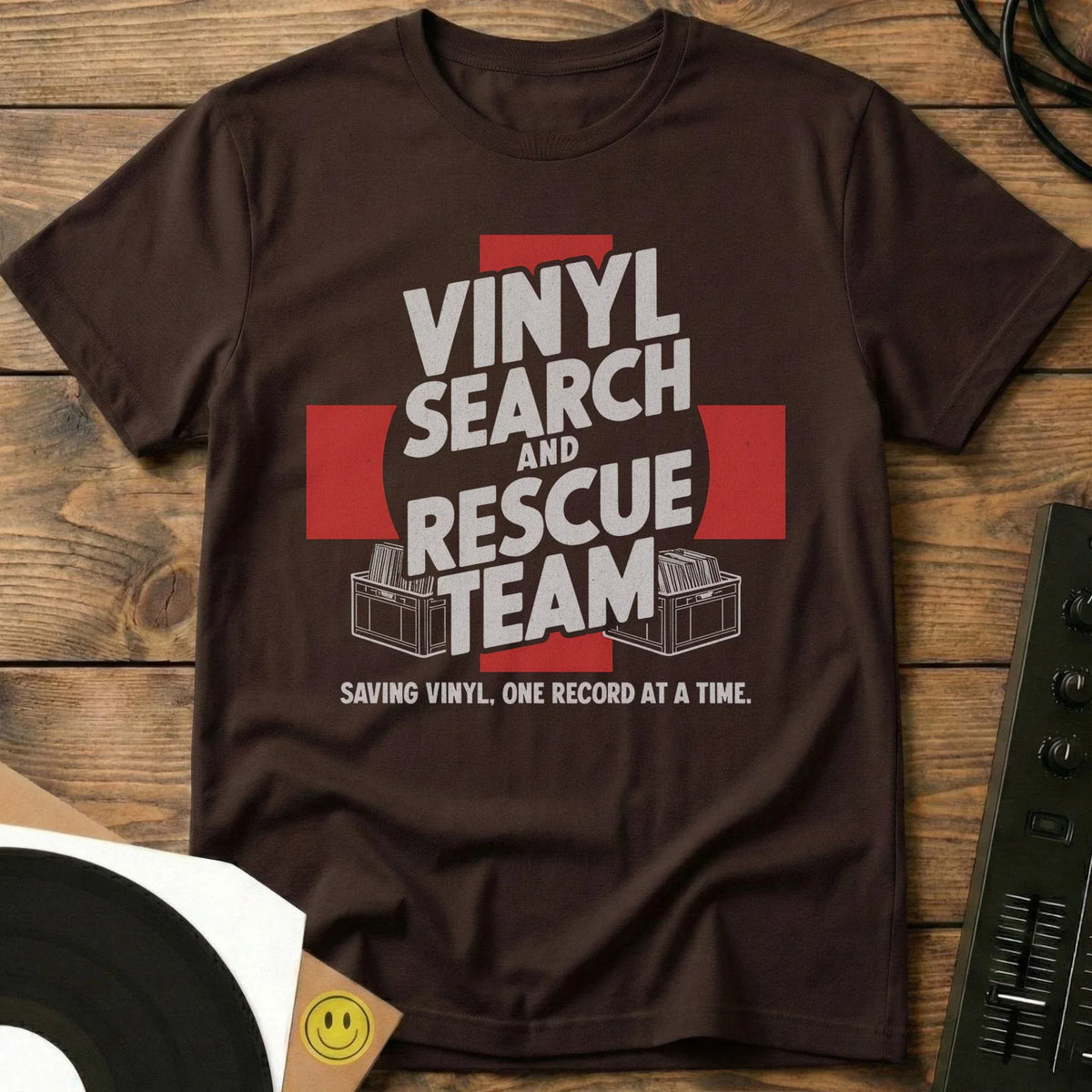 Vinyl Search And Rescue Team T-Shirt Dark Chocolate / S Vinyl Search And Rescue Team T-Shirt
