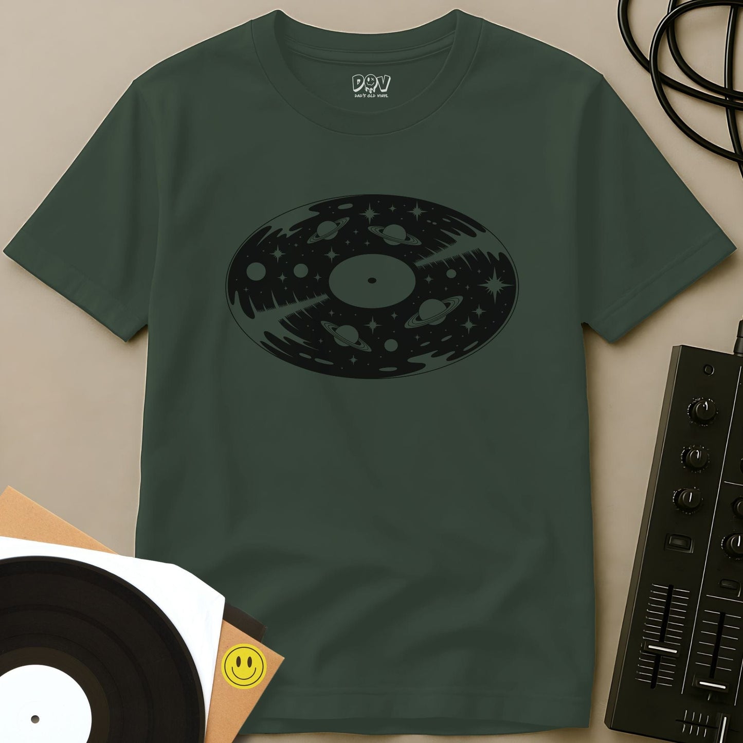 Vinyl Space T-Shirt Military Green / S Vinyl Space T-Shirt