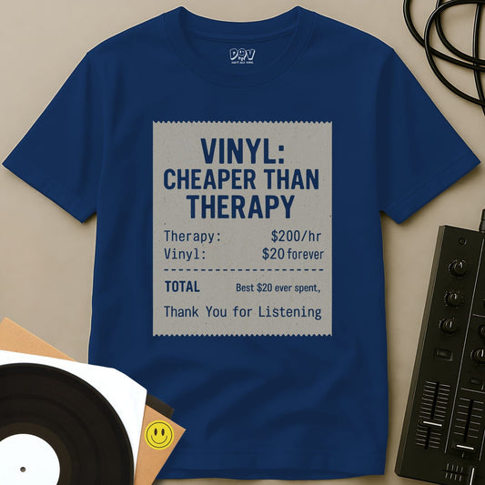 Vinyl Therapy Receipt T-Shirt Royal / S Vinyl Therapy Receipt T-Shirt