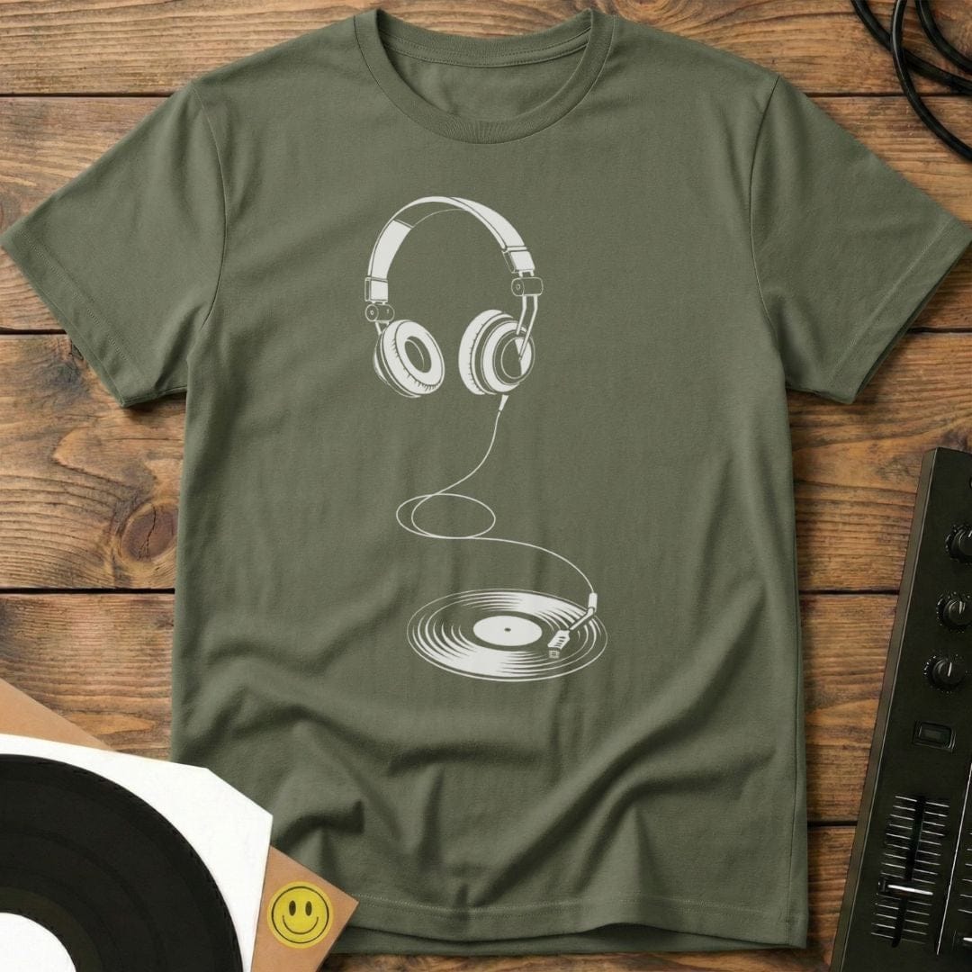 Vinyl To Ears T-Shirt Military Green / S Vinyl To Ears T-Shirt