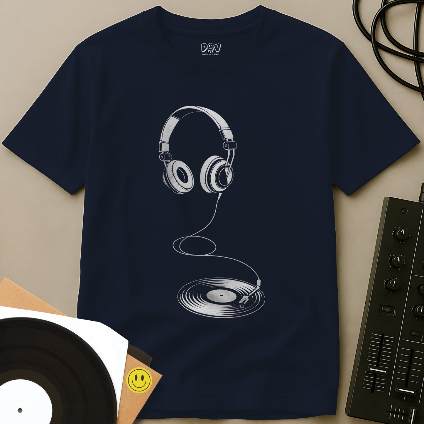 Vinyl To Ears T-Shirt Navy / S Vinyl To Ears T-Shirt