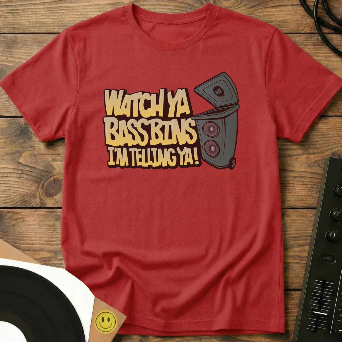 Watch Ya Bass Bins T-Shirt Red / S Watch Ya Bass Bins T-Shirt
