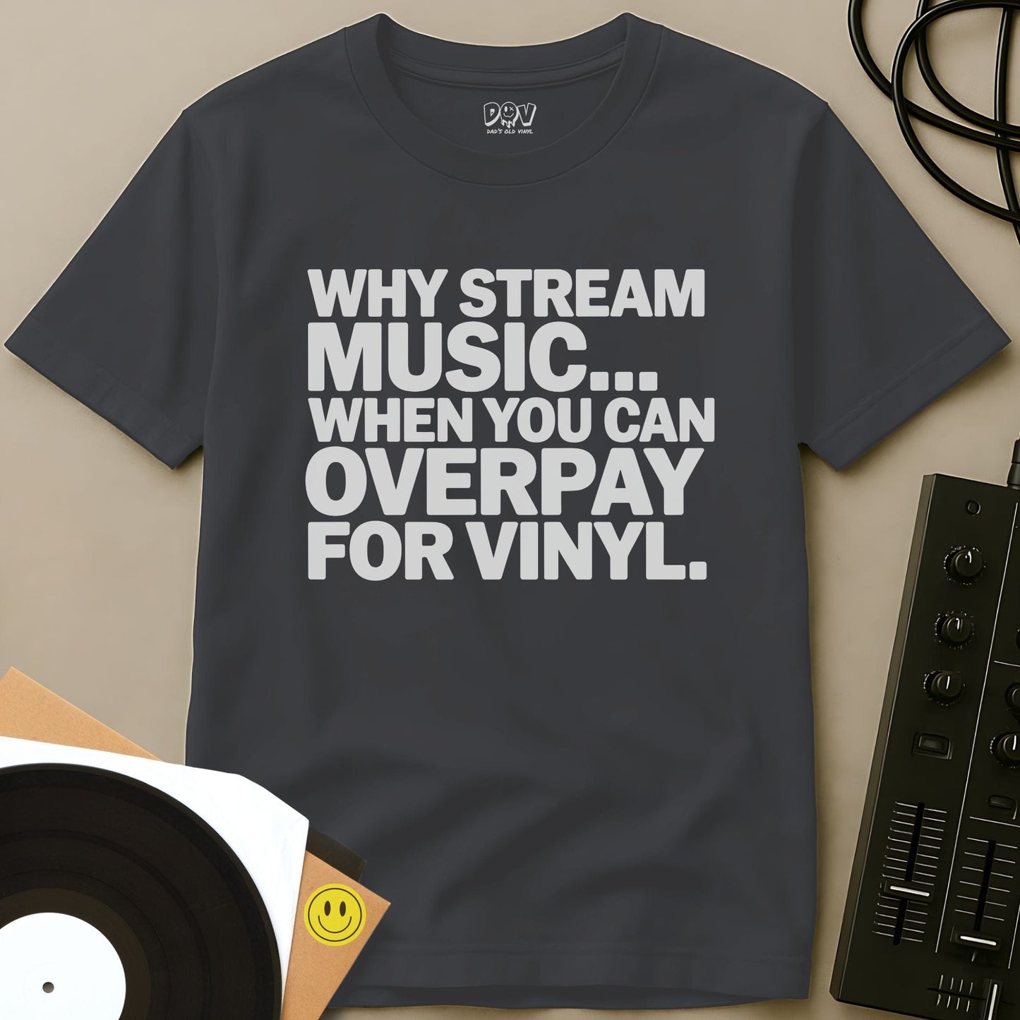 Why Stream Music T-Shirt Charcoal / S Why Stream Music T-Shirt