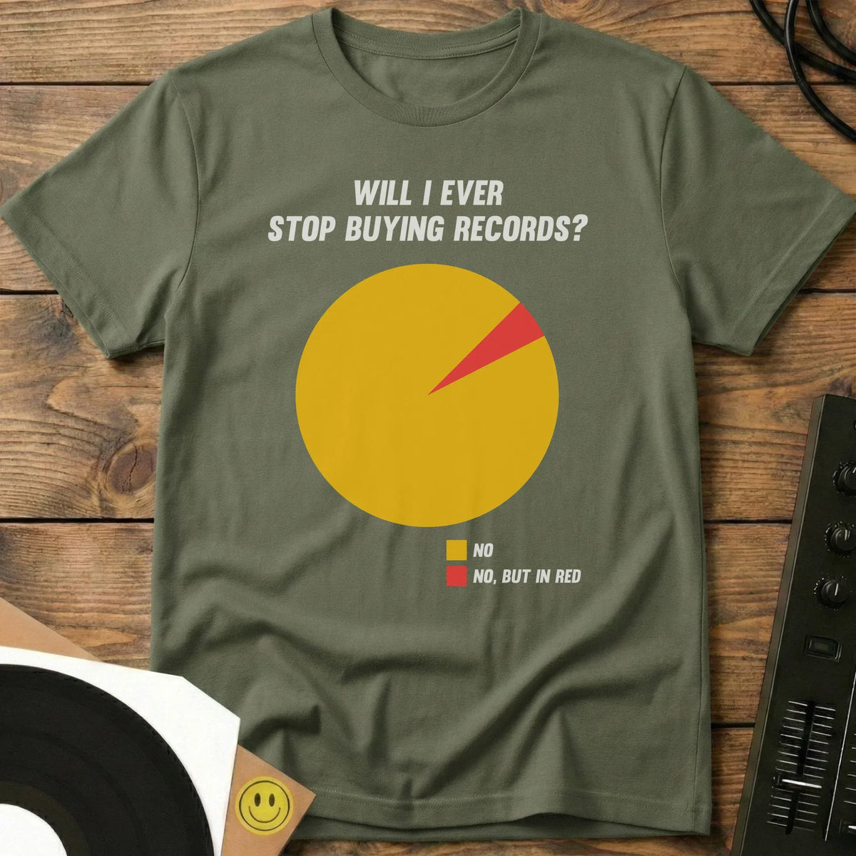 Will I Ever Stop Buying Records? T-Shirt Military Green / S Will I Ever Stop Buying Records? T-Shirt