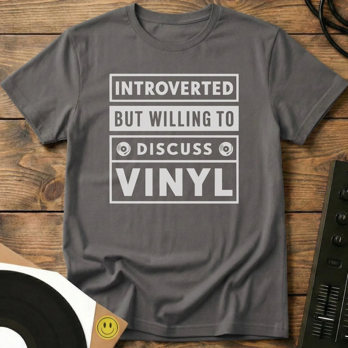 Willing To Discuss Vinyl T-Shirt Charcoal / S Willing To Discuss Vinyl T-Shirt
