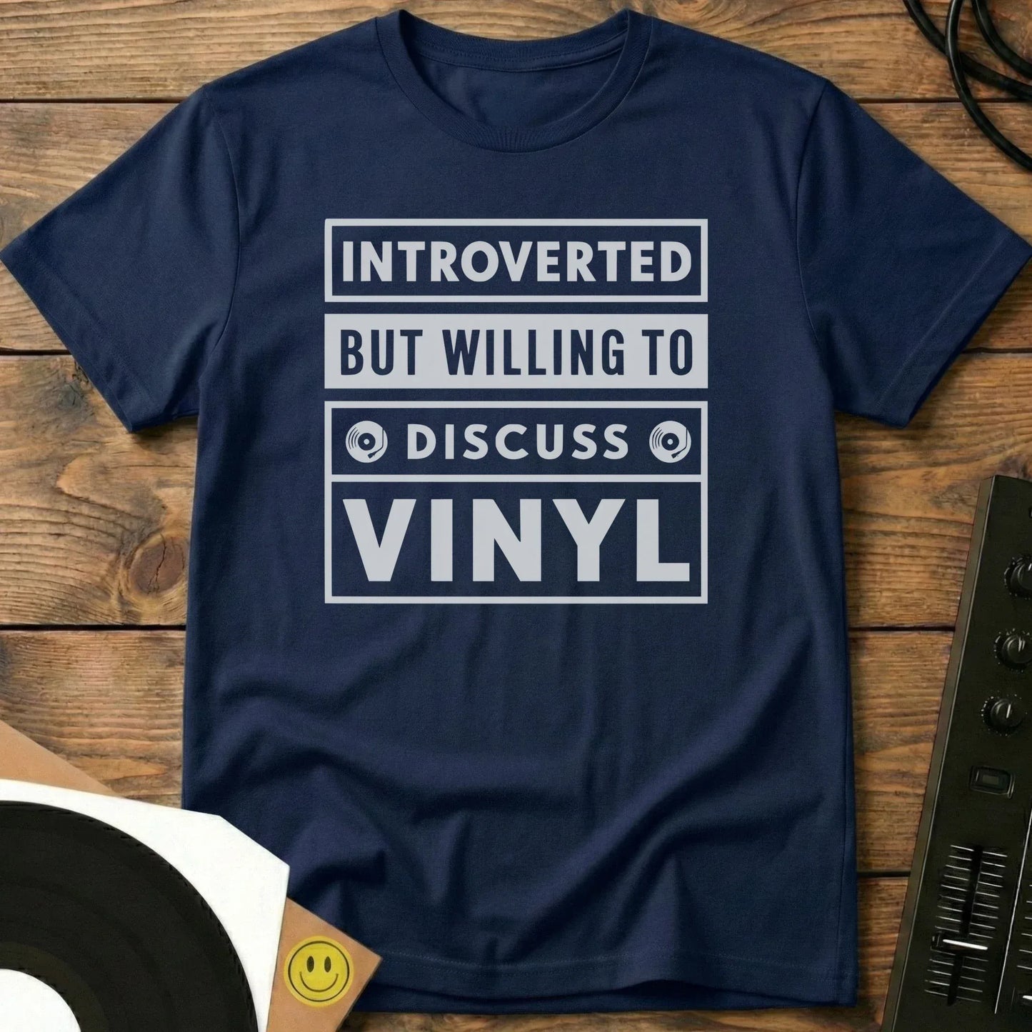 Willing To Discuss Vinyl T-Shirt Navy / S Willing To Discuss Vinyl T-Shirt