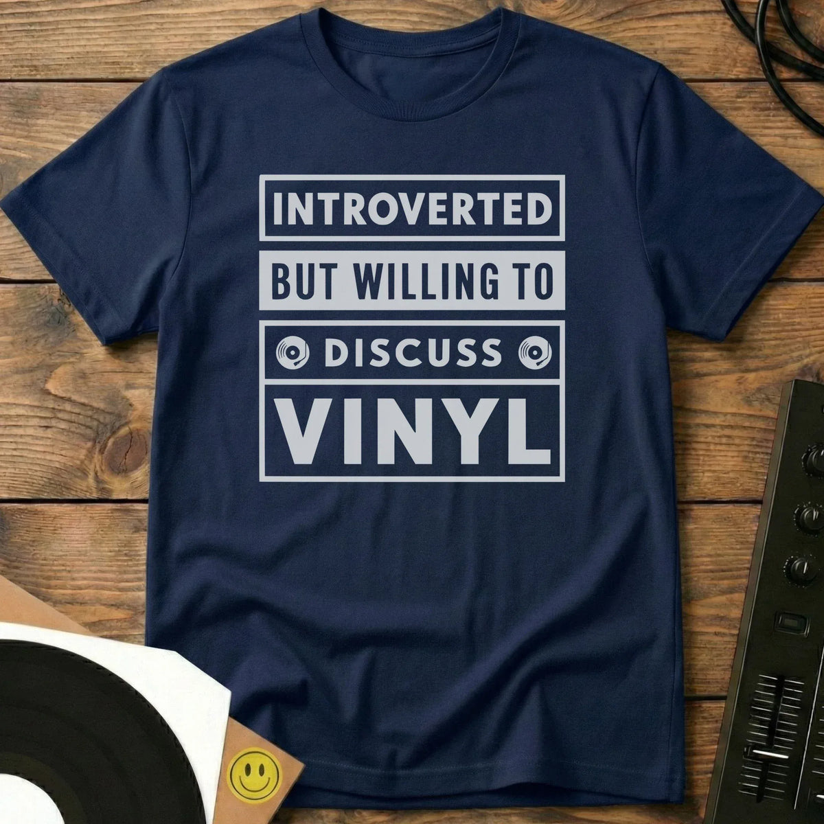 Willing To Discuss Vinyl T-Shirt Navy / S Willing To Discuss Vinyl T-Shirt